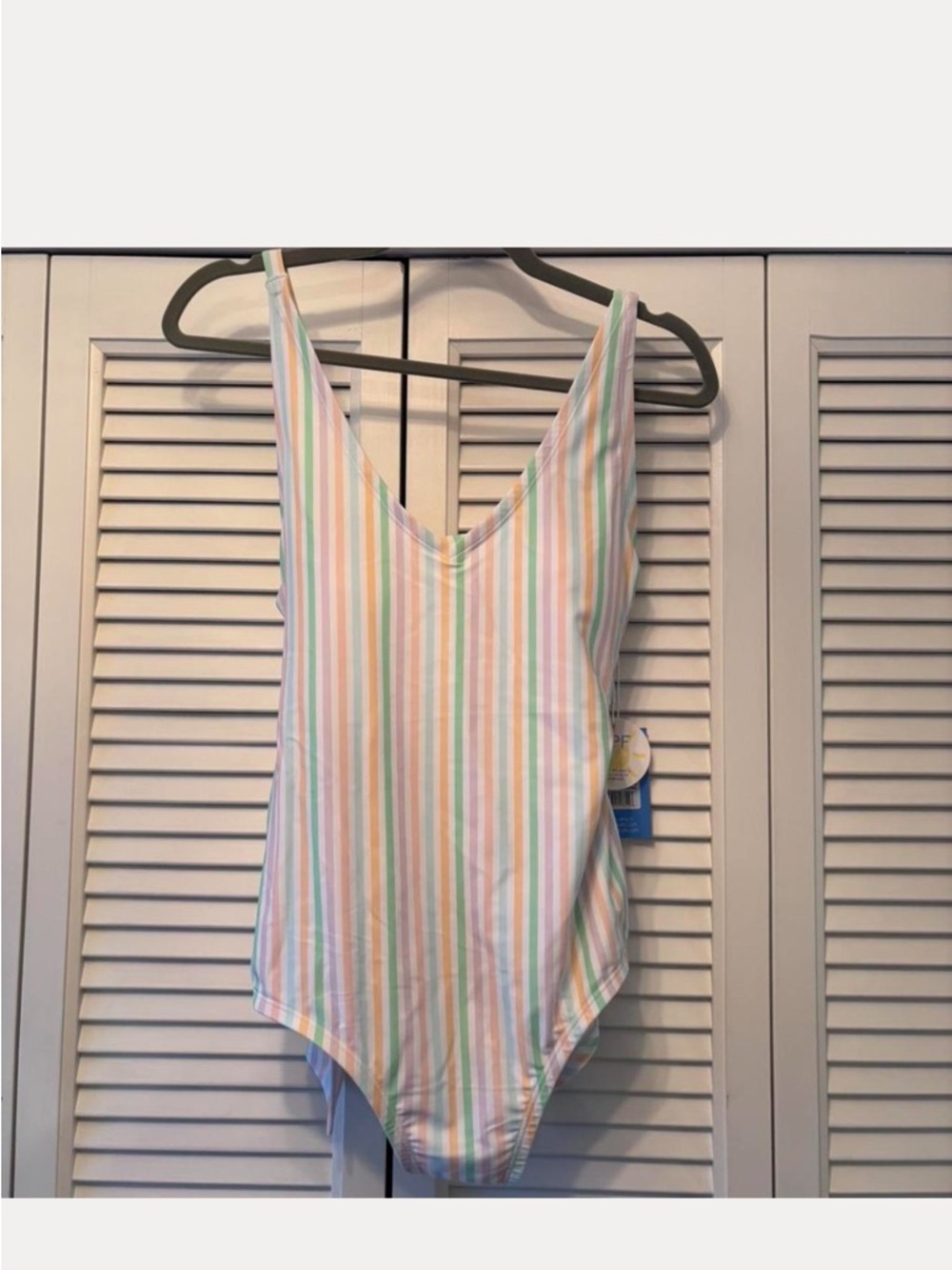 NWT Ruffle Butts women’s Pastel Stripe One-Piece size large